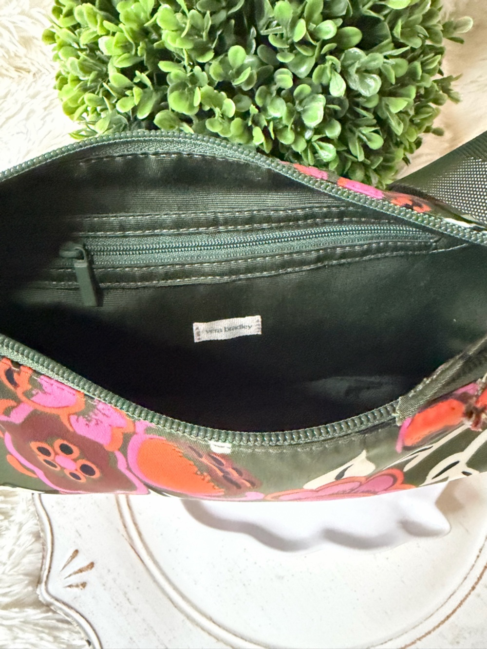 Vera Bradley spring brook sling Olive green Floral Print Crossbody Shoulder Bag - Picture 6 of 9